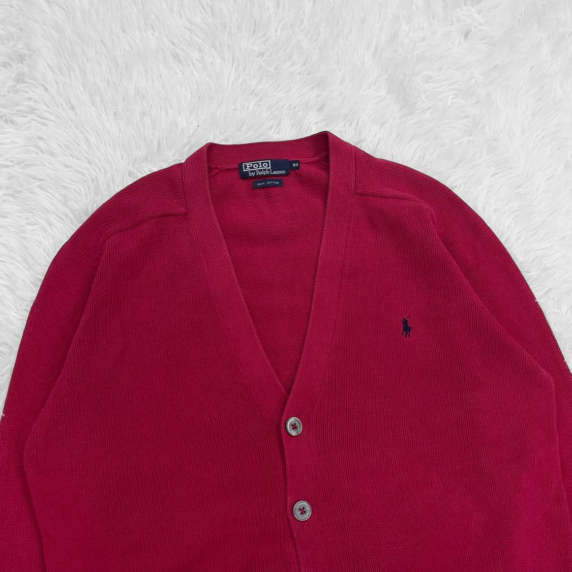 폴로 랄프로렌 포니 로고 니트 가디건 레드 상품이미지3
