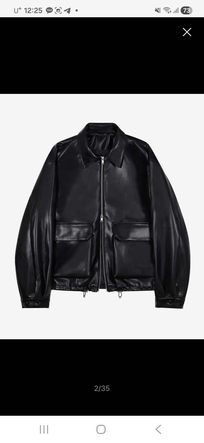 아이러니포르노 화이트라인 레더자켓 블랙 상품이미지2