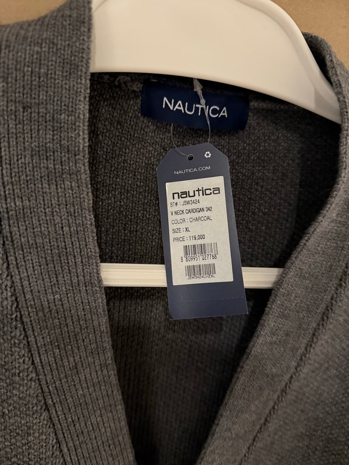 [새상품-XL]NAUTICA JP V넥 가디건 차콜 상품이미지2