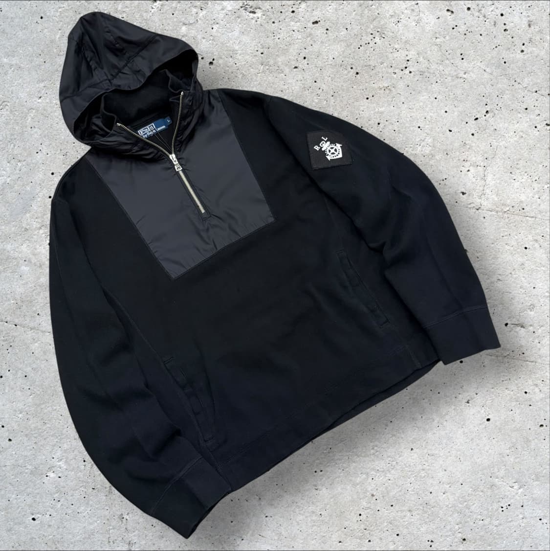 [L] 폴로 랄프로렌 나일론 니트 블랙 후드 아노락 C637 상품이미지1