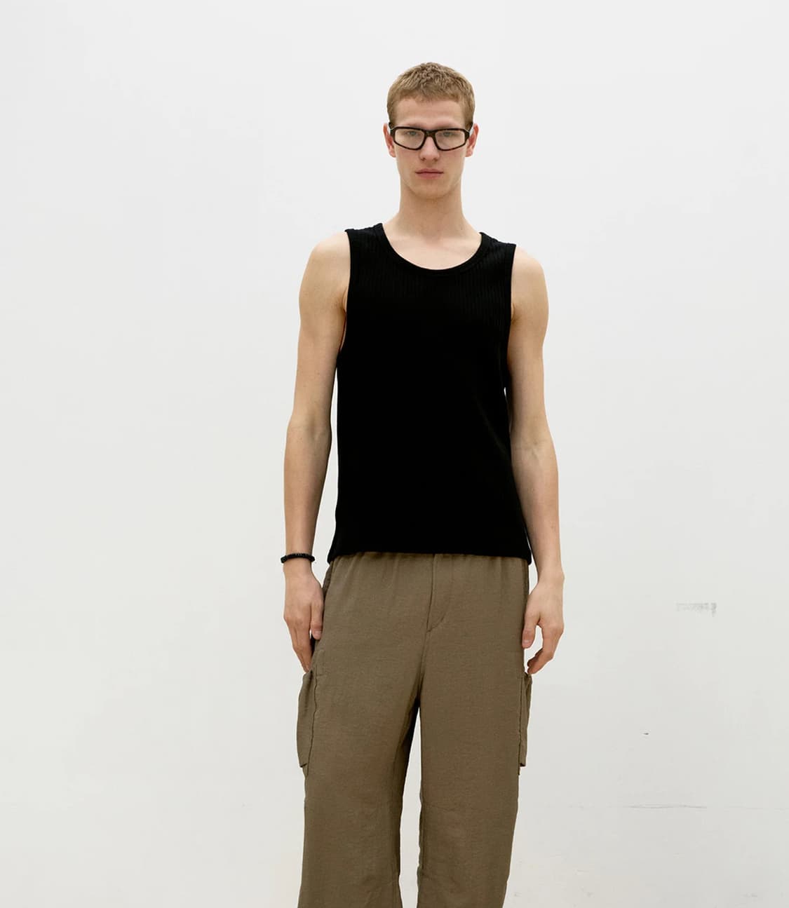 M) COOR 쿠어 골지 슬리브리스 나시 블랙 상품이미지8