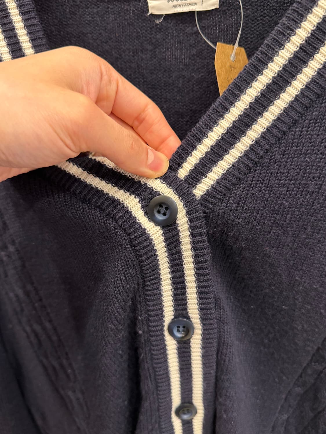 Vtg 빈티지 울 스트라이프 가디건 (made in Japan) 상품이미지3