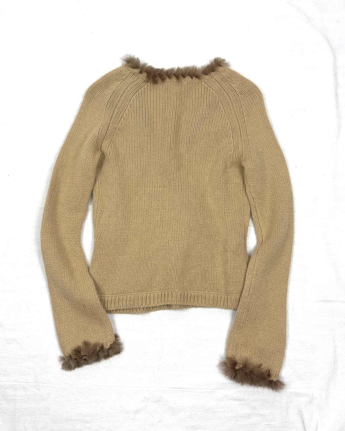 Rabbit Fur Trim Wrap Knit Top 상품이미지6