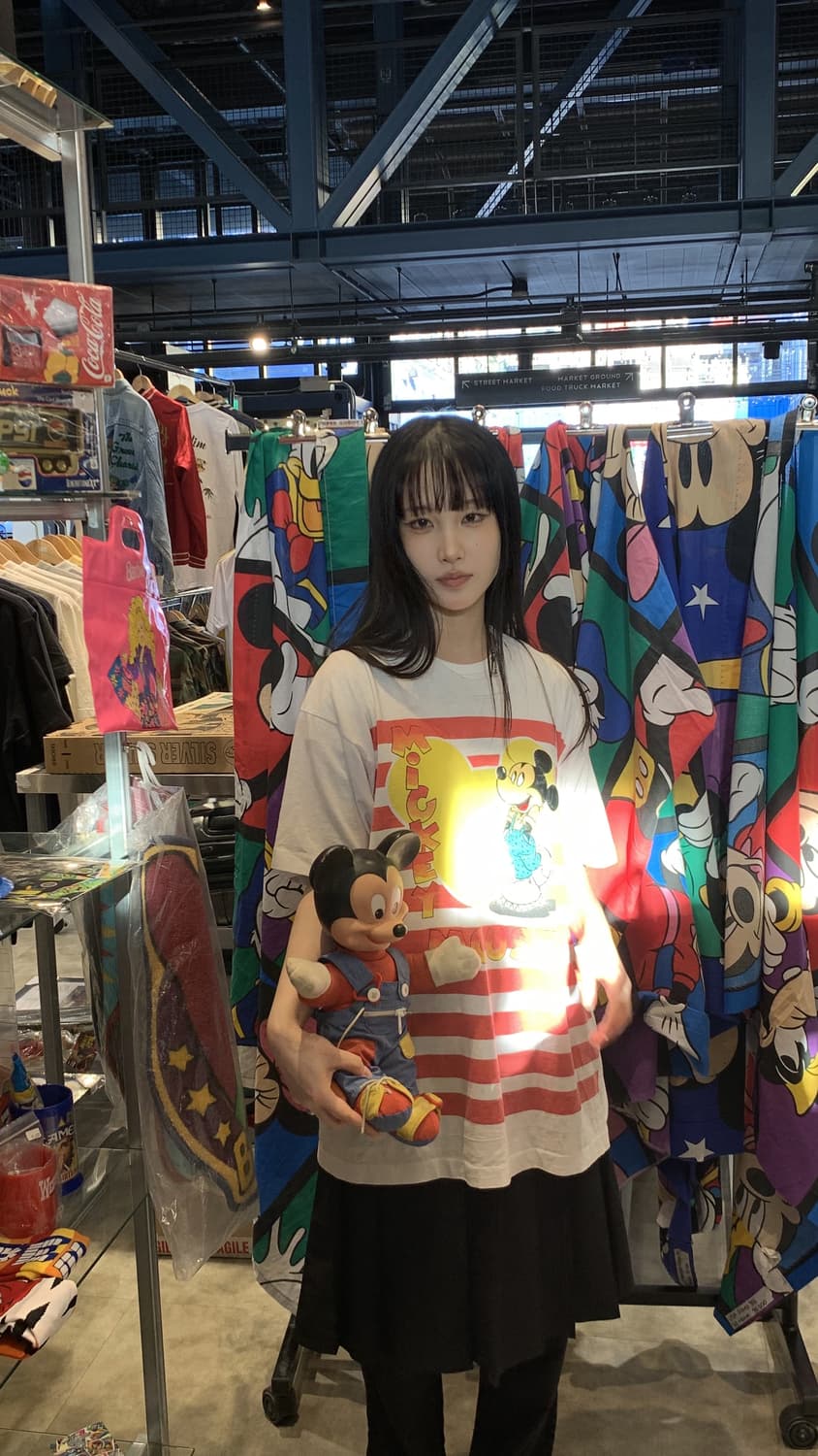 80-90s 빈티지 미키마우스 스트라이프 티셔츠 상품이미지2