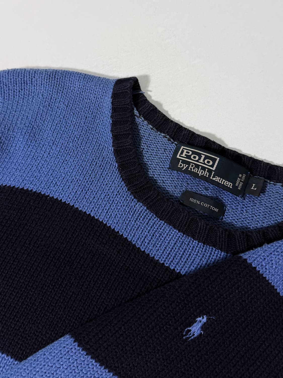 폴로 랄프로렌 루즈핏 배색 단가라 해비 코튼 니트 상품이미지3