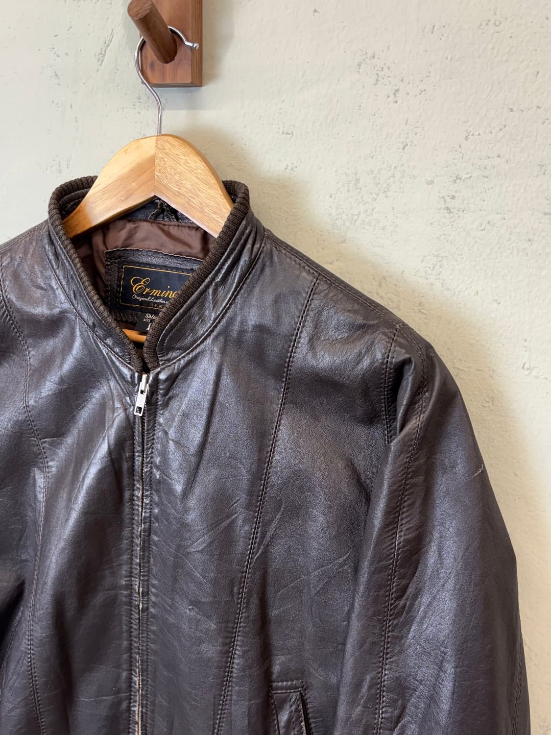 JPN 빈티지 레더 블루종 자켓 브라운 상품이미지5