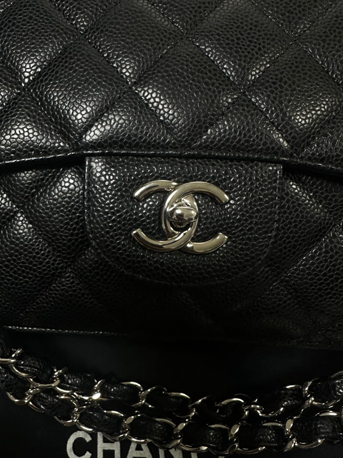 [A+ 정품] 샤넬 클래식 캐비어 라지 블랙 은장 상품이미지3
