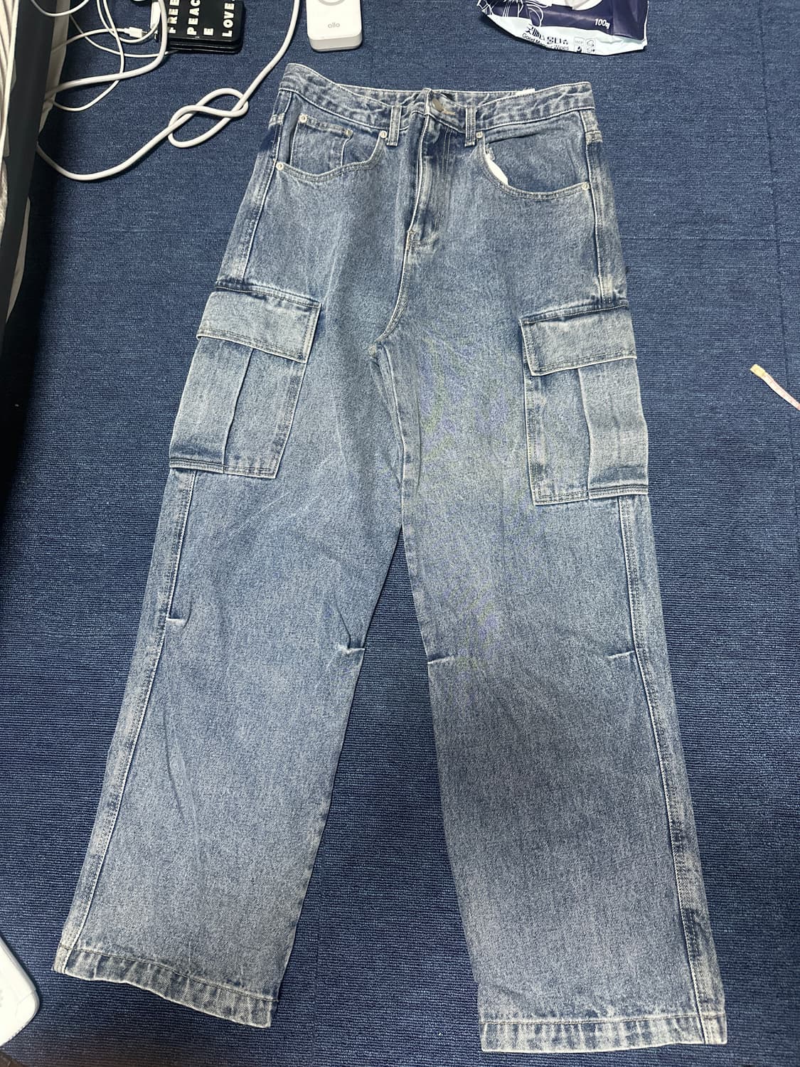 ESN 이에스엔 세미와이드 카고 데님팬츠 숄트데님 상품이미지3