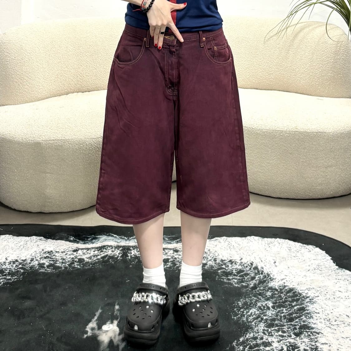 Guess 버건디 버뮤다팬츠 상품이미지1