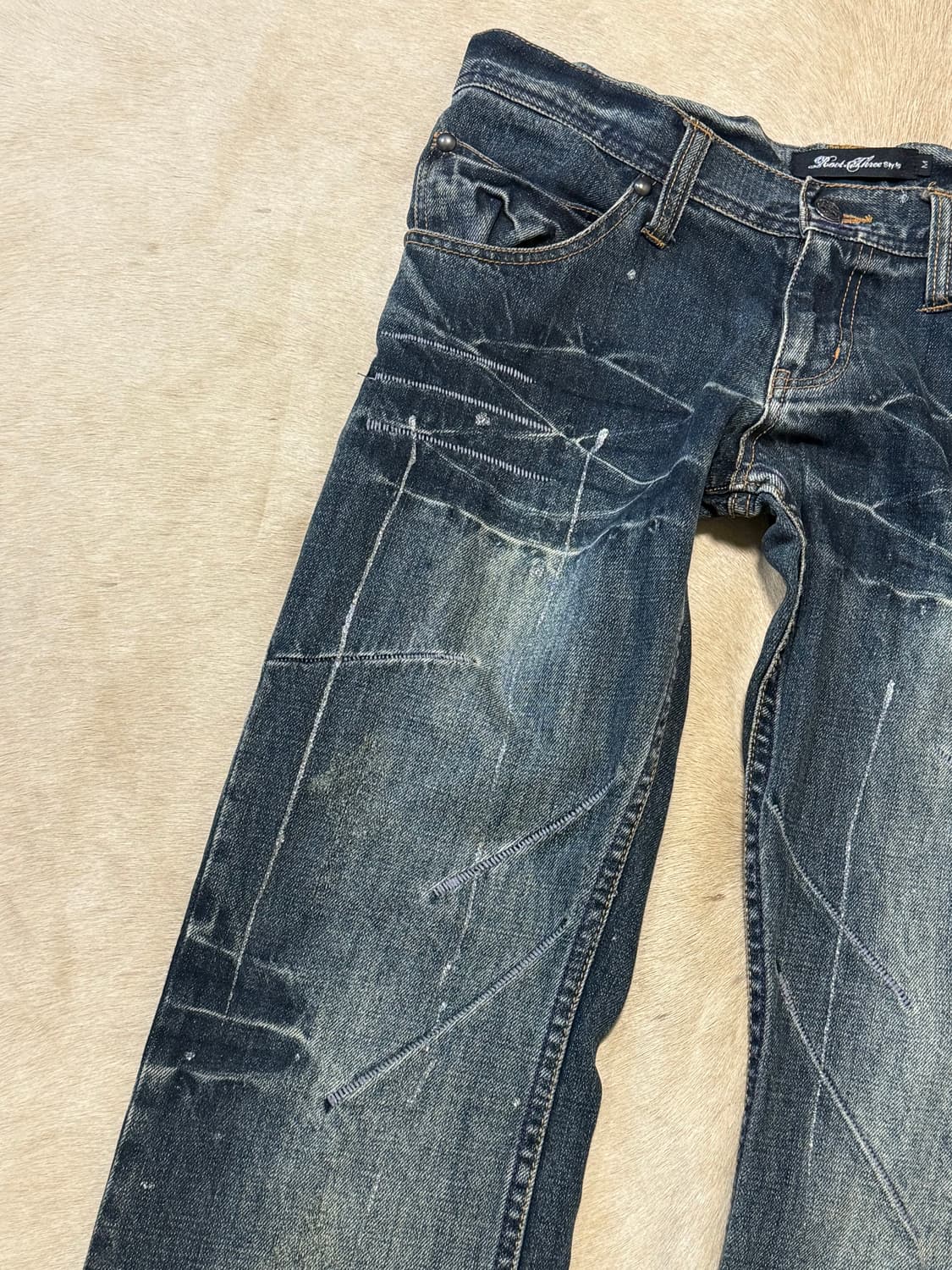 페인팅디테일 워싱 데님펜츠 상품이미지4