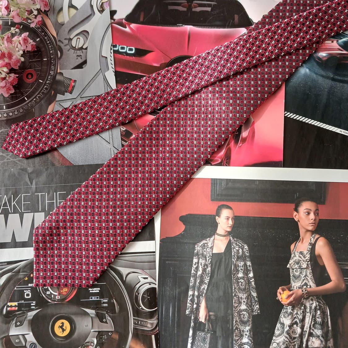 닥스 넥타이 레드 자카드 패턴 8cm A+등급 A19852 상품이미지5