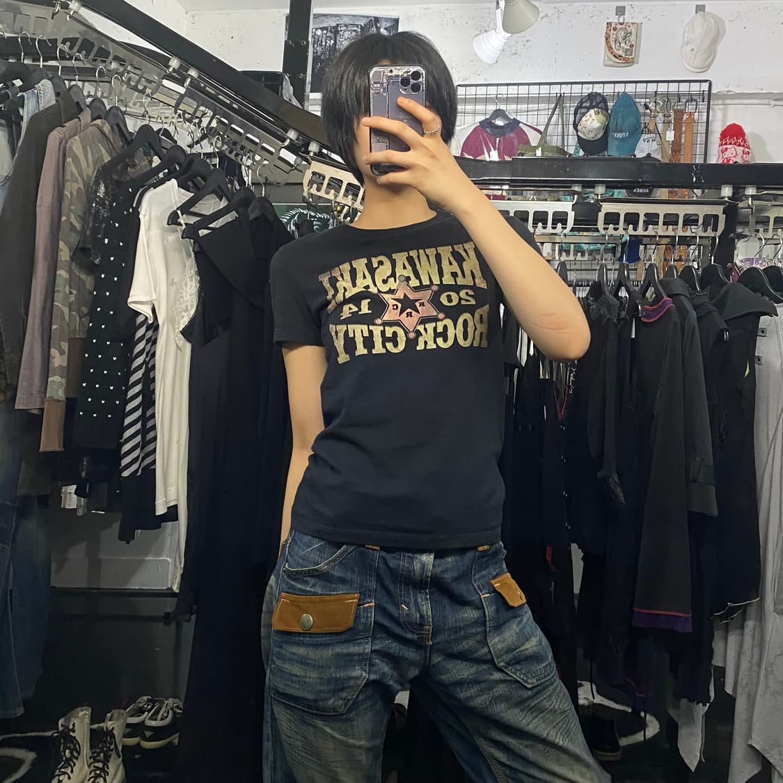 Japanese vtg 웨스턴 무드 프린팅 반팔 티셔츠 상품이미지7