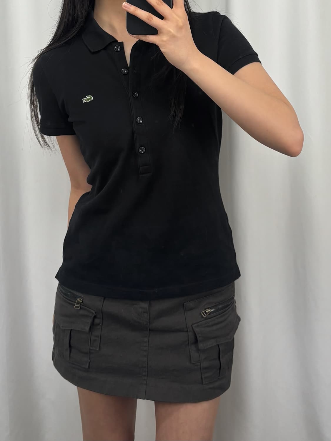 라코스테 블랙 슬림핏 반팔 PK 카라티 상품이미지1