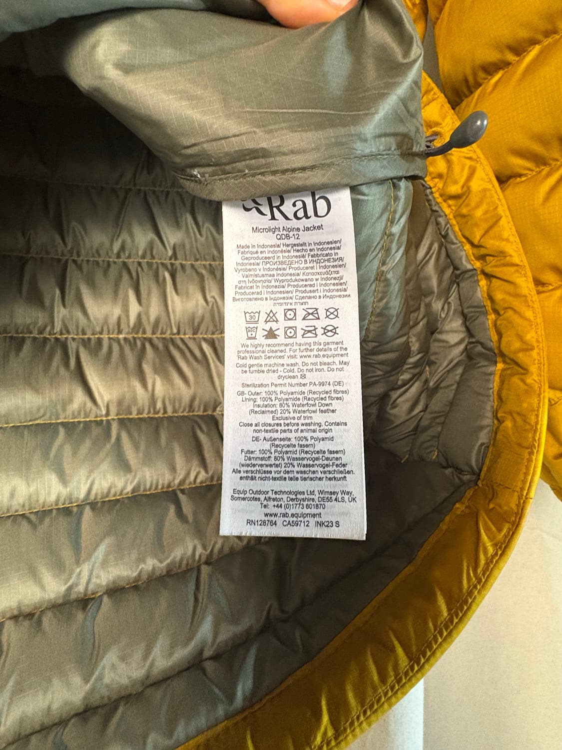 RAB 랩 마이크로 라이트 알파인 자켓 남성용 QDB-12 상품이미지8