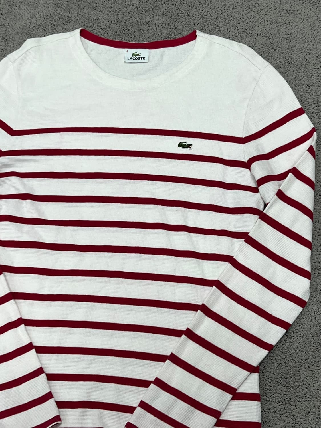 (4) 라코스테 스트라이프 와플 라운드 긴팔 티 상품이미지2