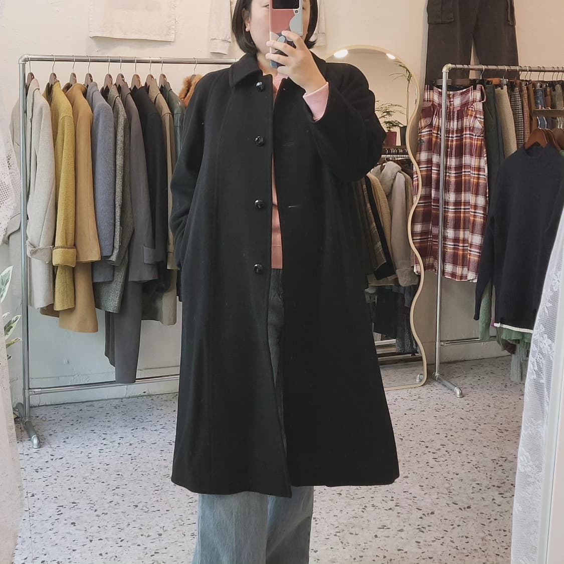 Carat 알파카 블랙 롱코트 상품이미지2