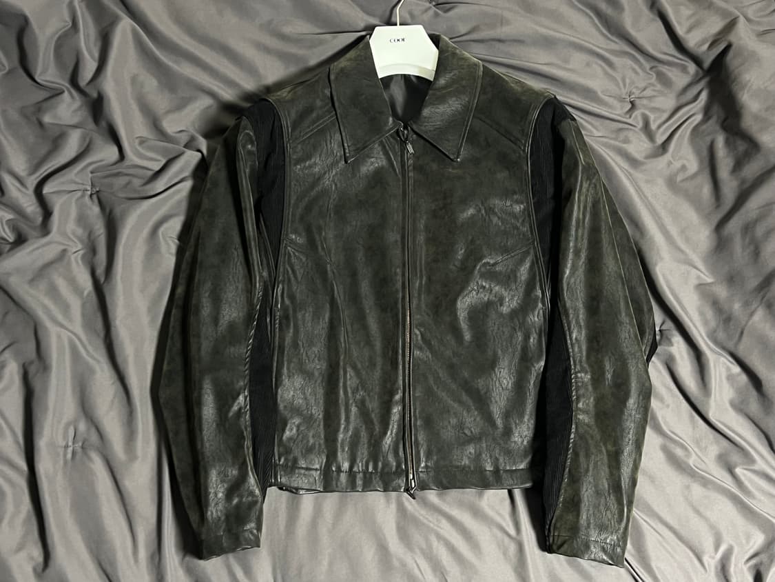 [L] 쿠어 믹스드 스웨이드 파이핑 점퍼 (블랙브라운) 상품이미지7