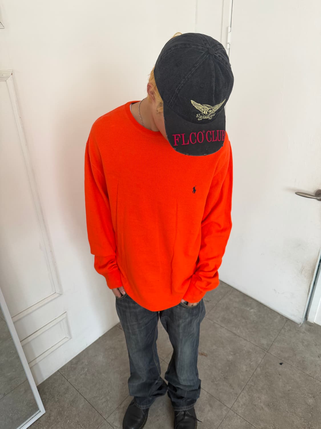 폴로 와플 롱슬리브 오렌지 상품이미지5