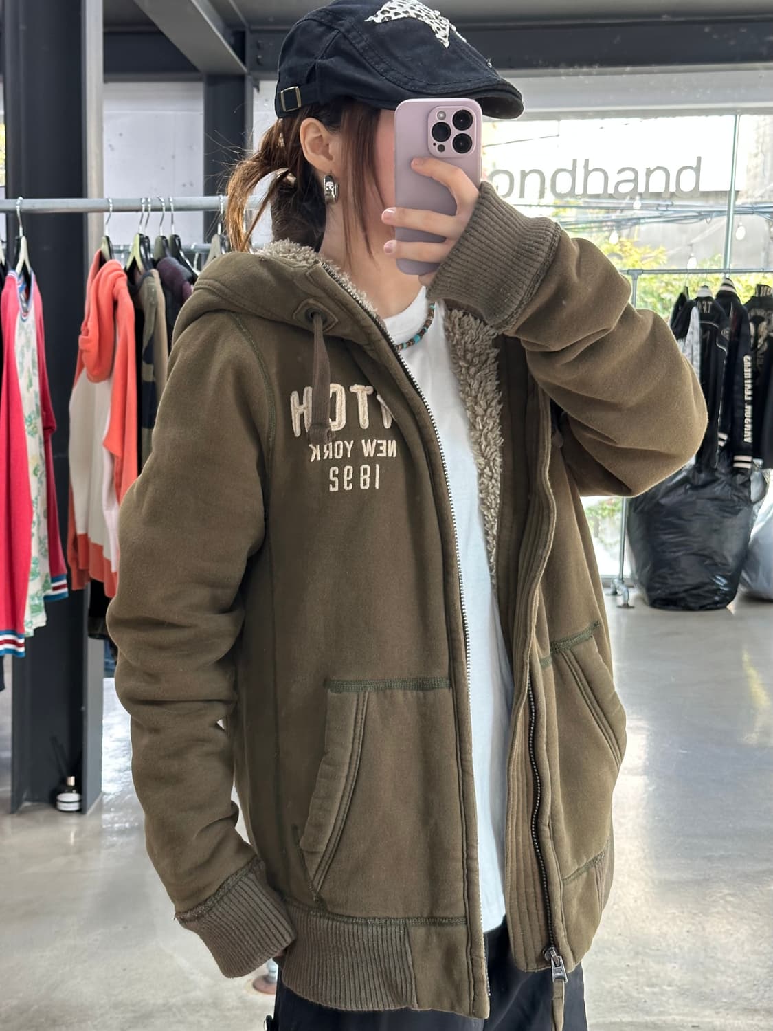 아베크롬비 양털울프죠 후드자켓 카키브라운 상품이미지4