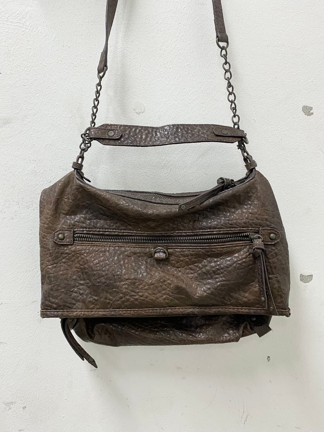Chain Detail Brown Leather Bag 상품이미지2