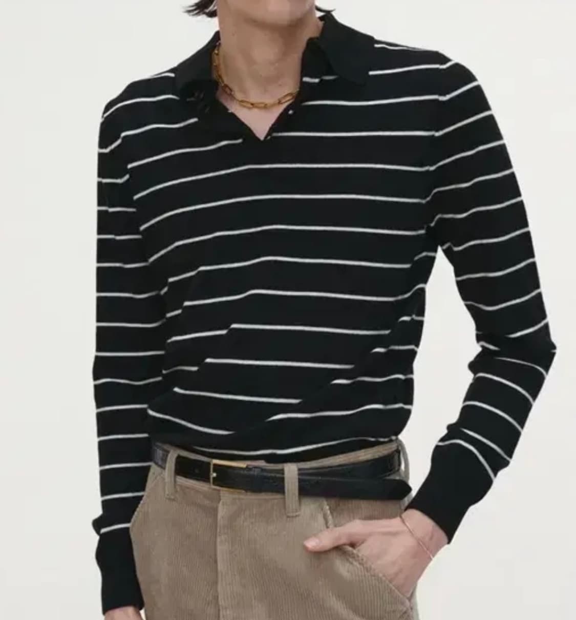 토니웰 파인 울 스트라이프 카라 니트 상품이미지3