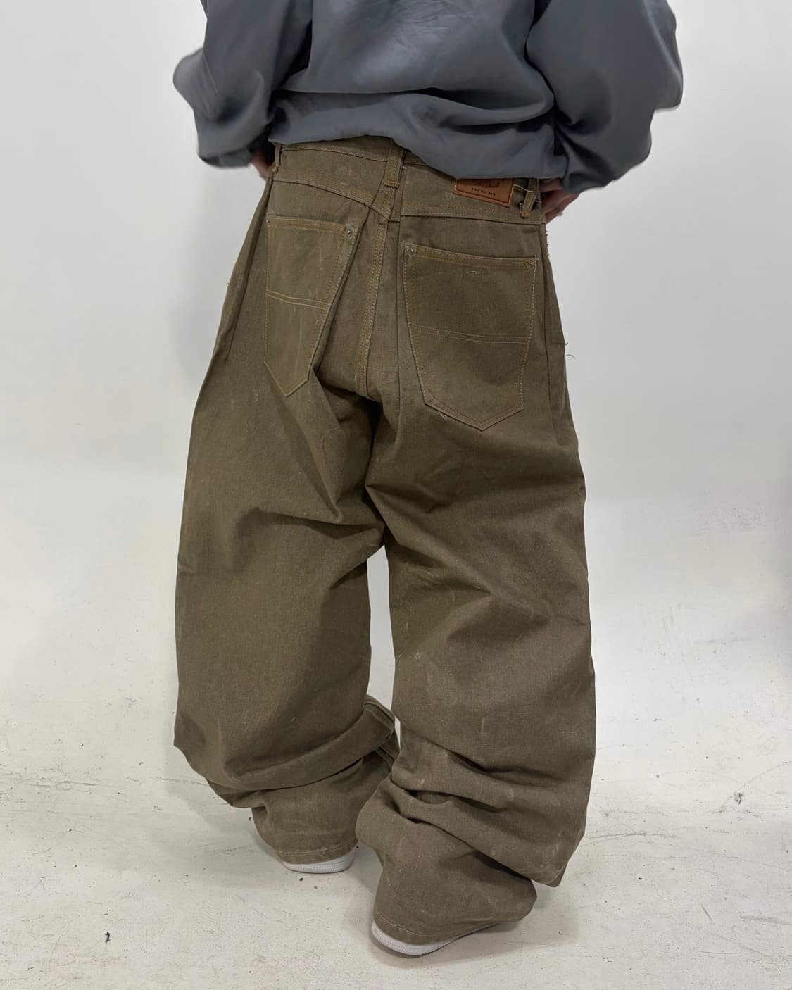 90s 빈티지 브라운 데님 와이드 핀턱팬츠 상품이미지1