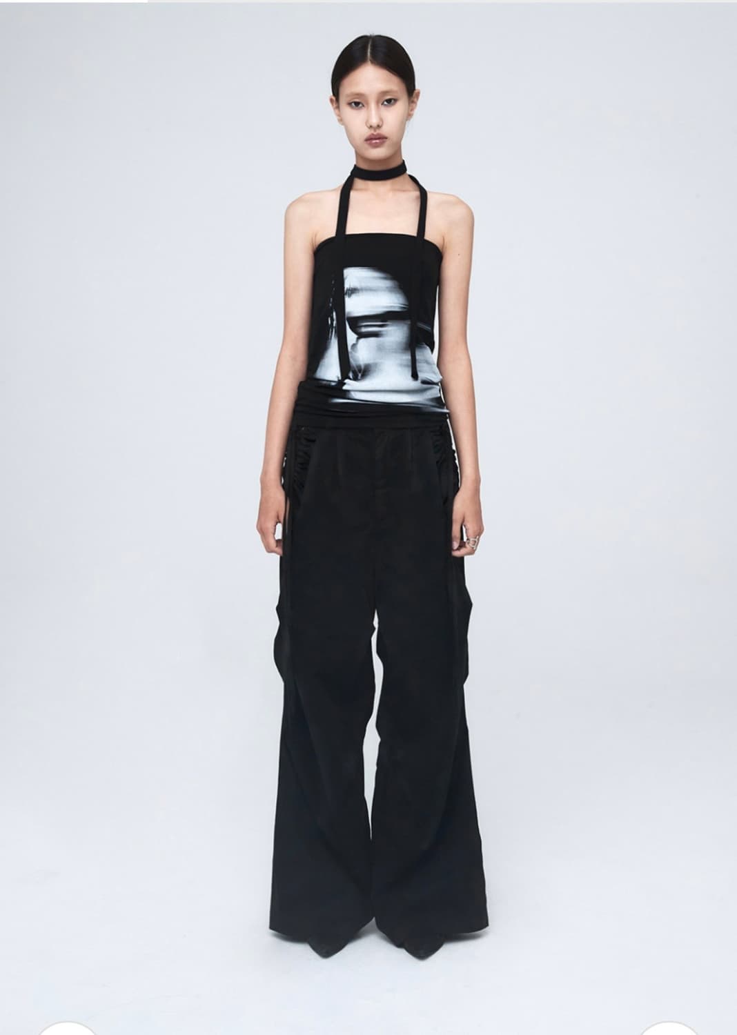 CONSTRICT HOLE WIDE PANTS (UNISEX) BLACK 상품이미지1