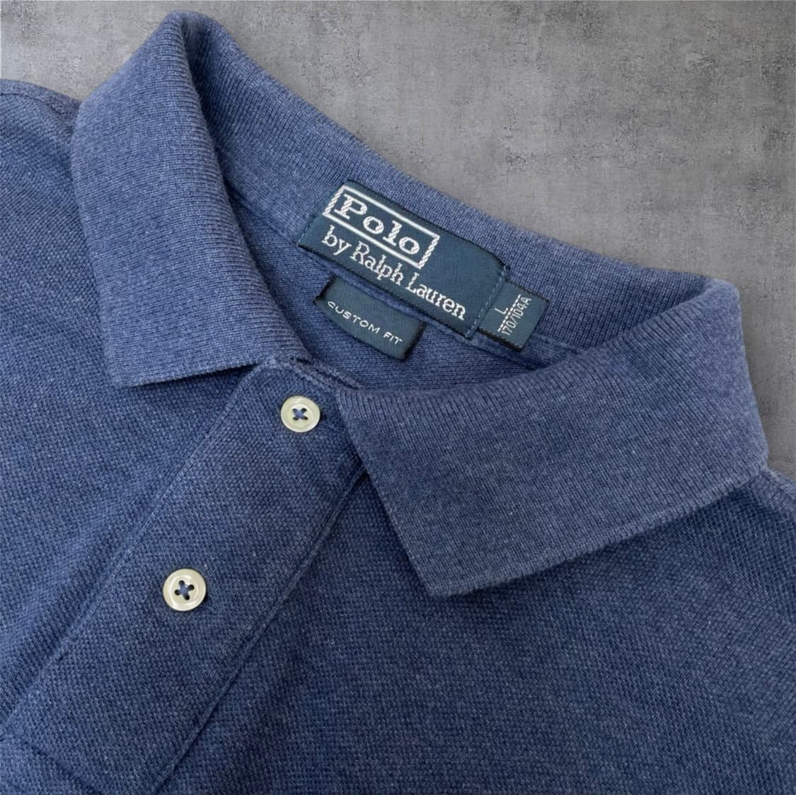 폴로 랄프로렌 네이비블루 커스텀핏 긴팔 카라티 L 상품이미지2
