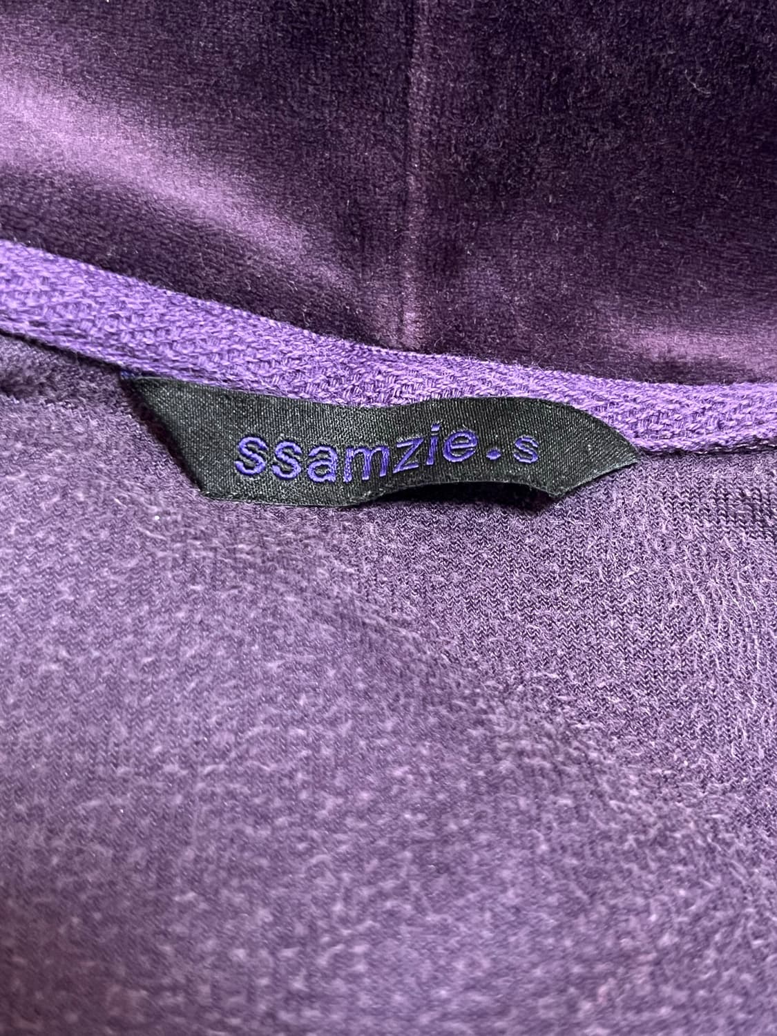 ssamzie y2k 오네갸루 퍼플 벨벳 후드집업 상품이미지6