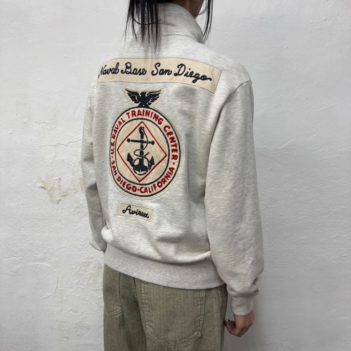아비렉스(AVIREX) 멜란지 코튼 양면 US.NAVAL 패치 로고 집업 상품이미지2