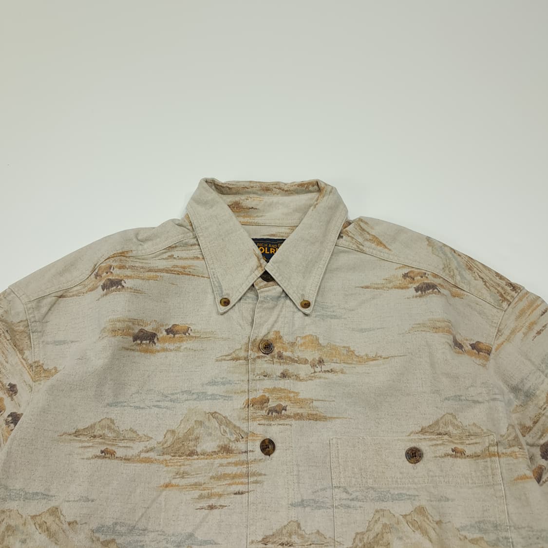 CL341 M 울리치 90s 코튼 버팔로시닉프린트 베이지 셔츠 남방 상품이미지2