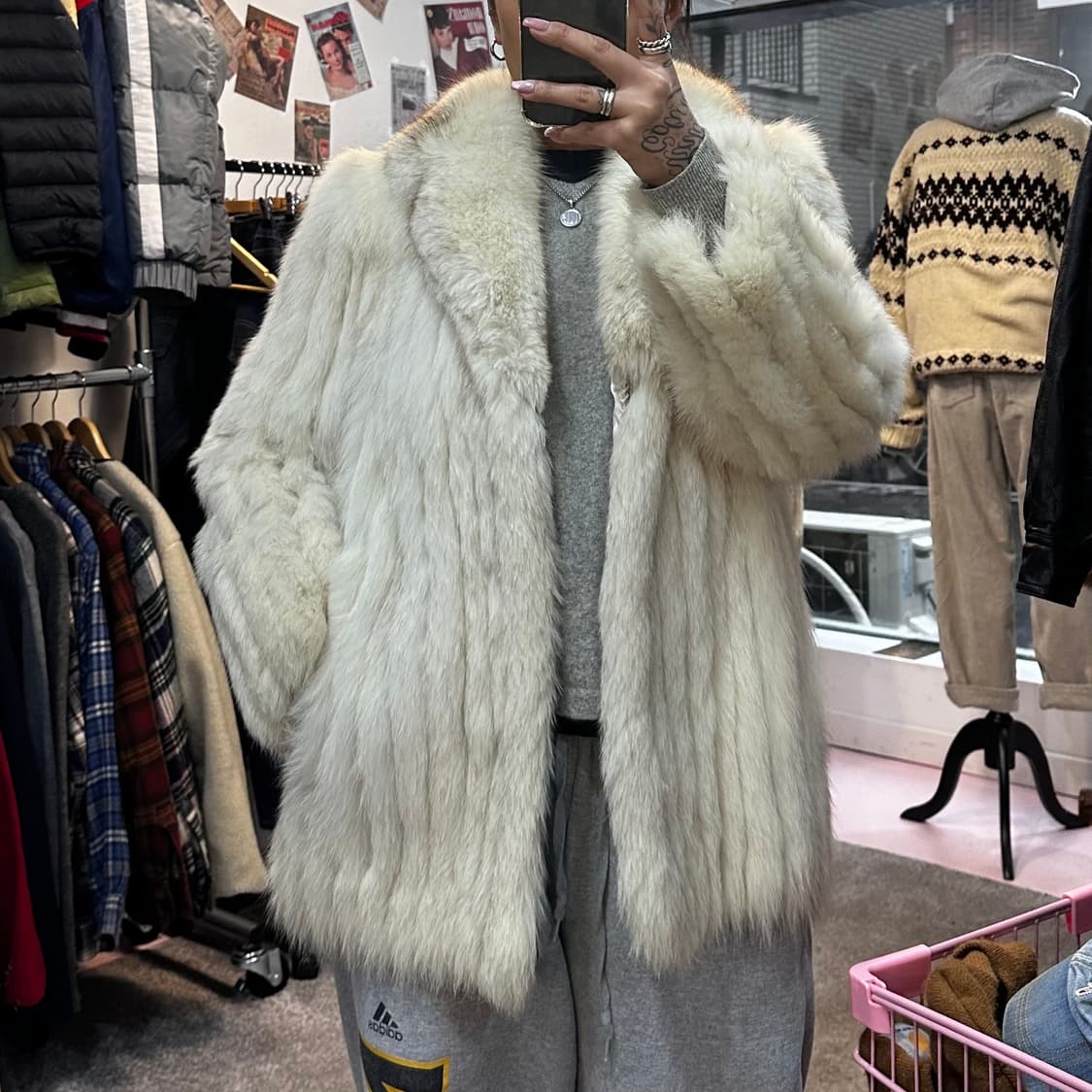 빈티지 화이트/아이보리 사가폭스 퍼자켓M 상품이미지1