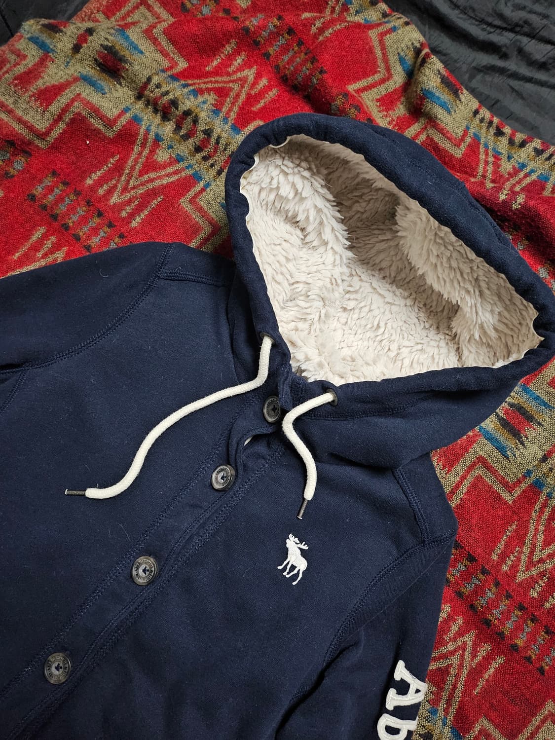 아베크롬비 울프죠 네이비 후드 점퍼 상품이미지4