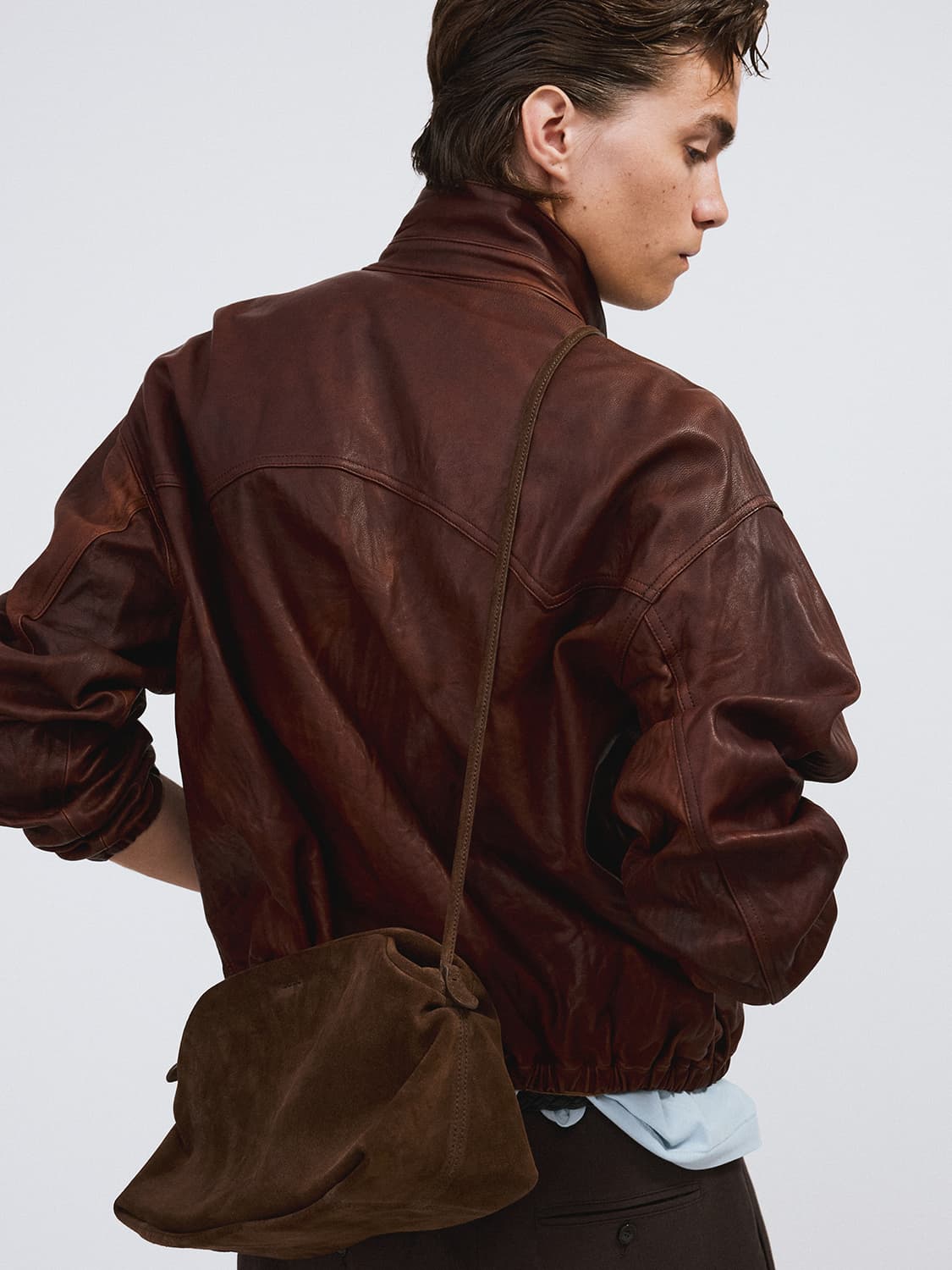 렉토 26SS 빈티지 이펙트 레더 점퍼 레드 브라운 상품이미지2