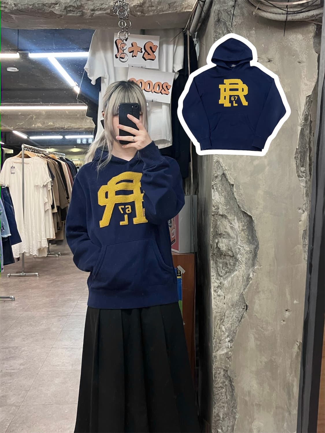 폴로 랄프로렌 빅로고 기모 후드티 네이비 M  #csz3866 상품이미지1