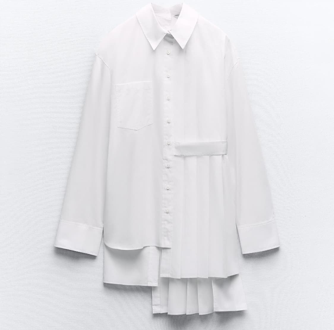 자라 화이트 셔츠 플리츠 언밸런스 포플린 상품이미지5