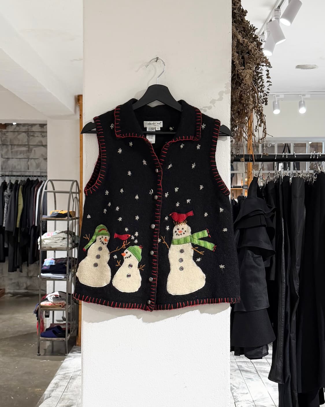 콜드워터 크릭 블랙 스노우맨 울 블랜드 스웨터 베스트 상품이미지1