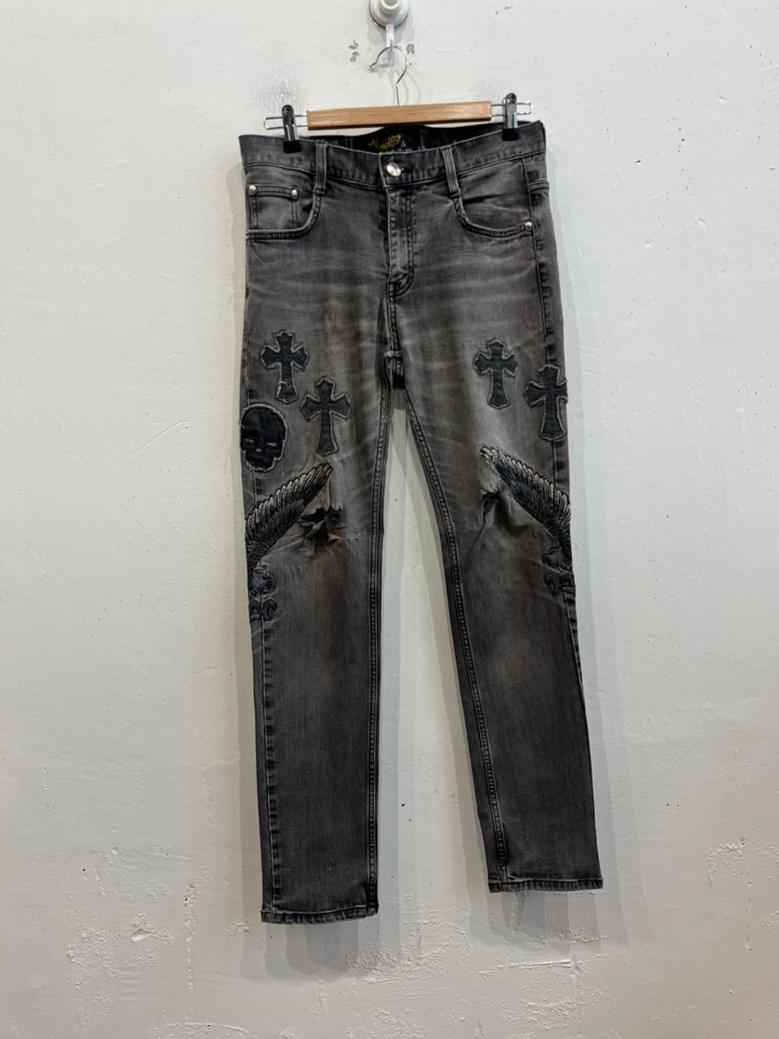 Cloud72 락펑크 락펑크 스컬 디스 데님팬츠 상품이미지1