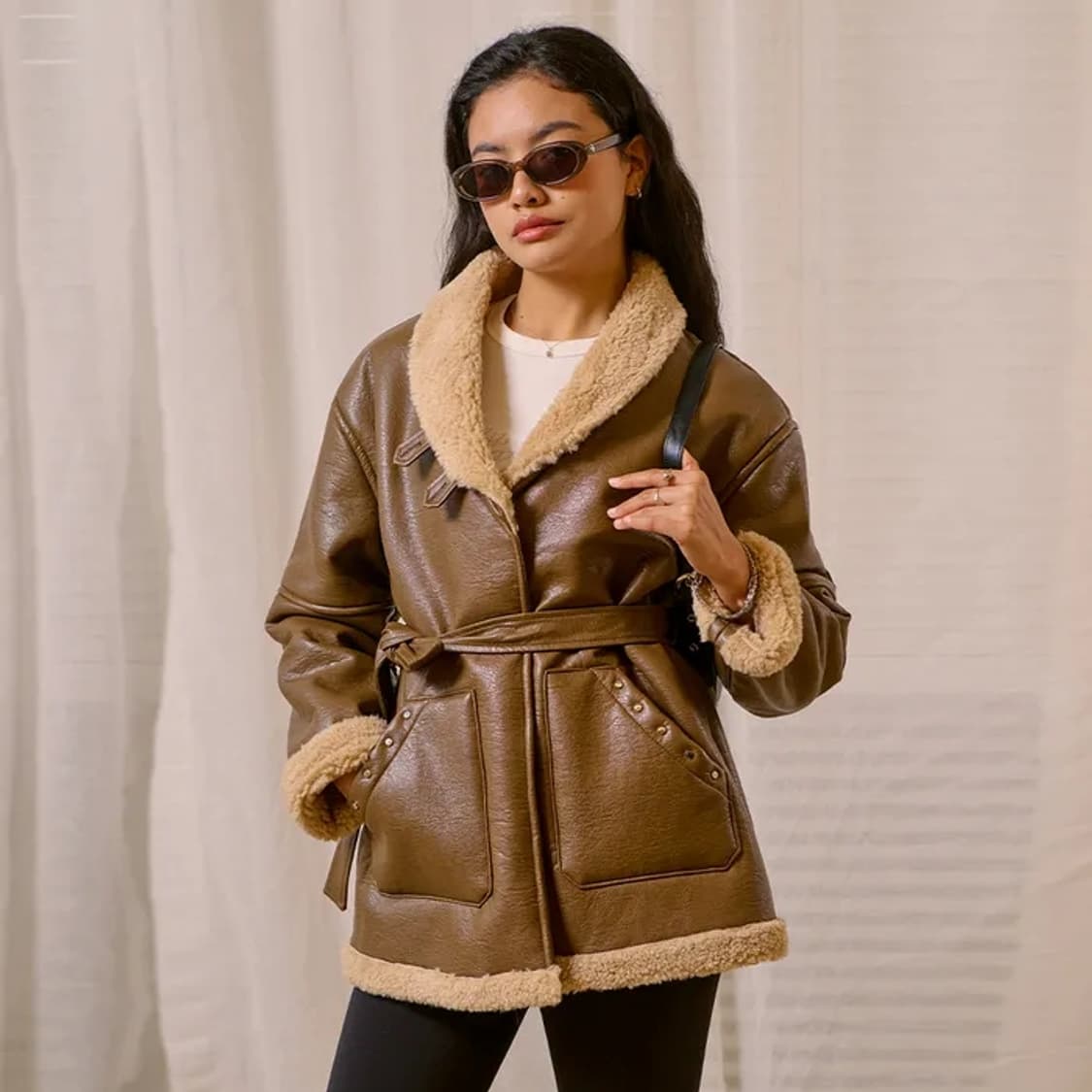 비터셀즈 무스탕 새상품 브라운 상품이미지2