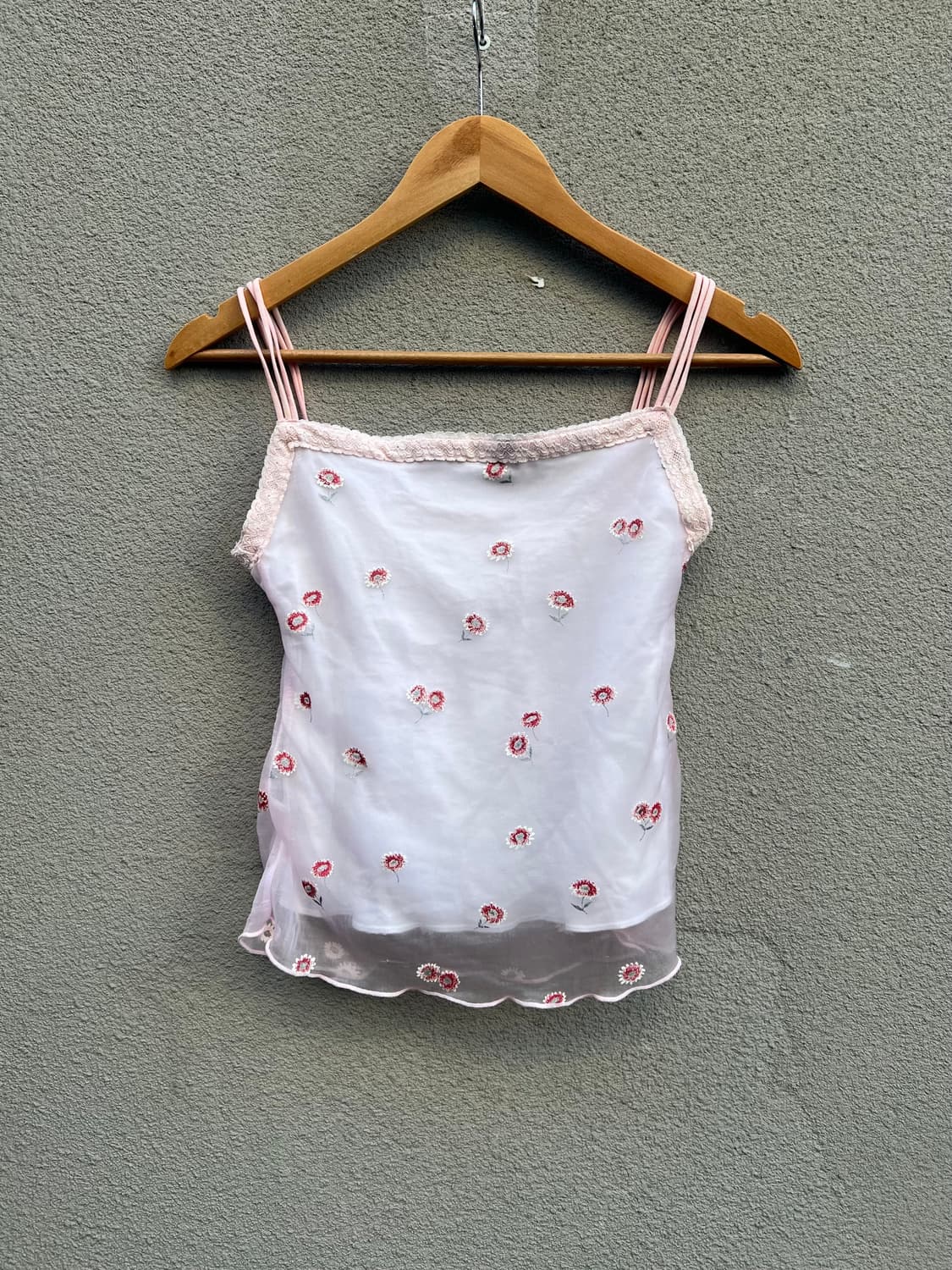 Pink Floral Lace Sleeveless Top 상품이미지1