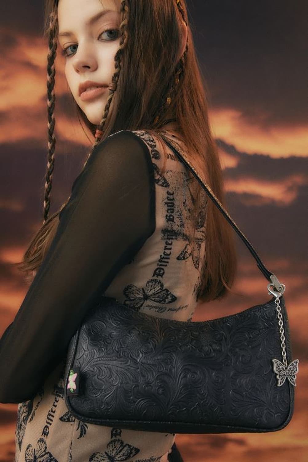 배디 파이톤 호보백 웨스턴 블랙 미니백 가방 y2k 카우보이 그런지 상품이미지2