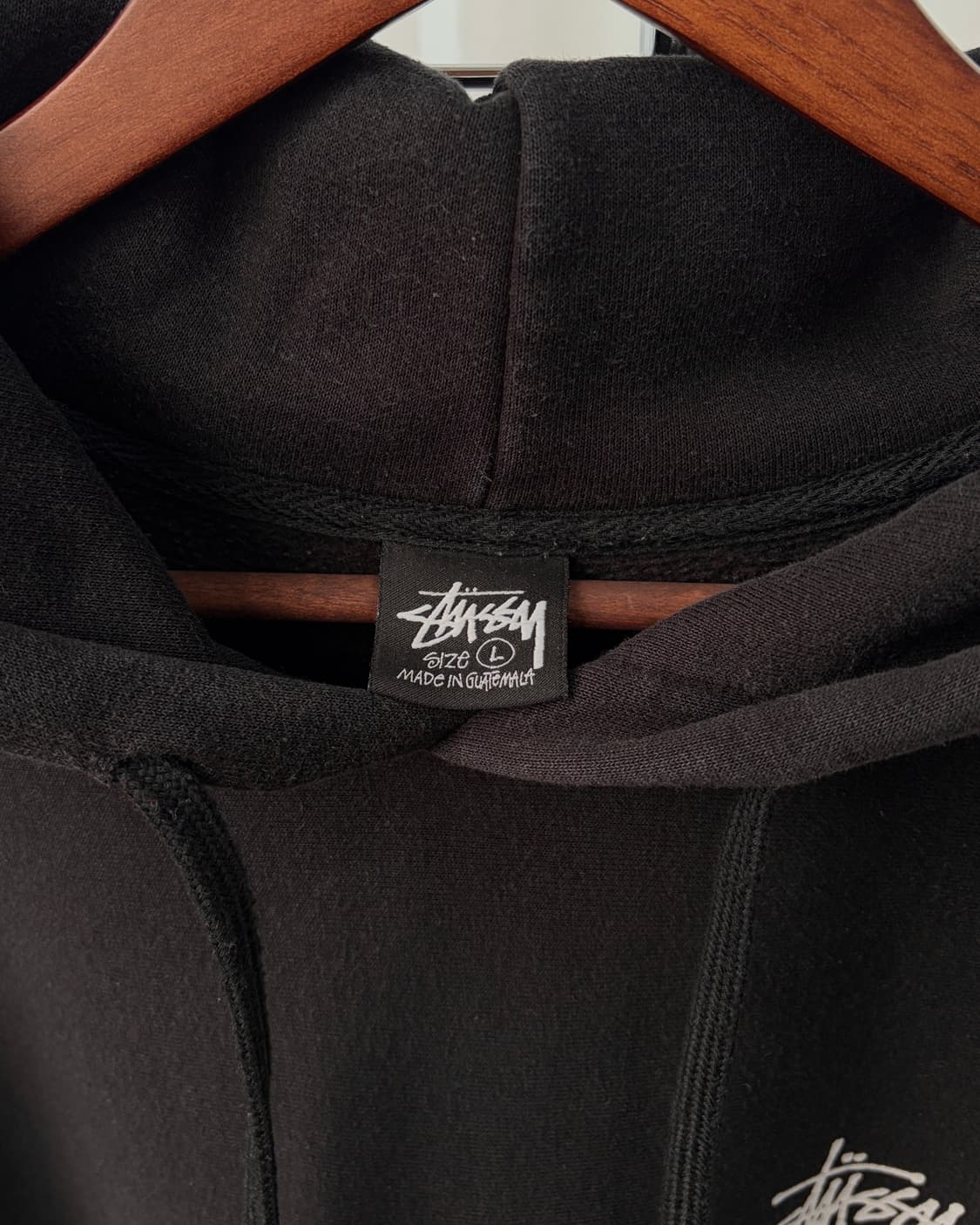 [L]스투시 베이직 스탁로고 헤비 코튼 기모 후드 상품이미지8