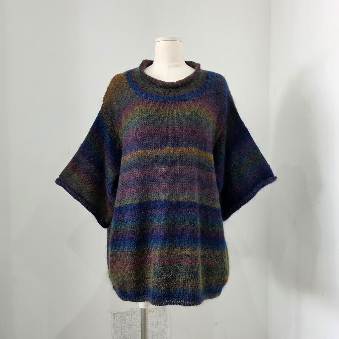 모헤어 그라데이션 레이어드 빅사이즈 5부 니트 상품이미지1