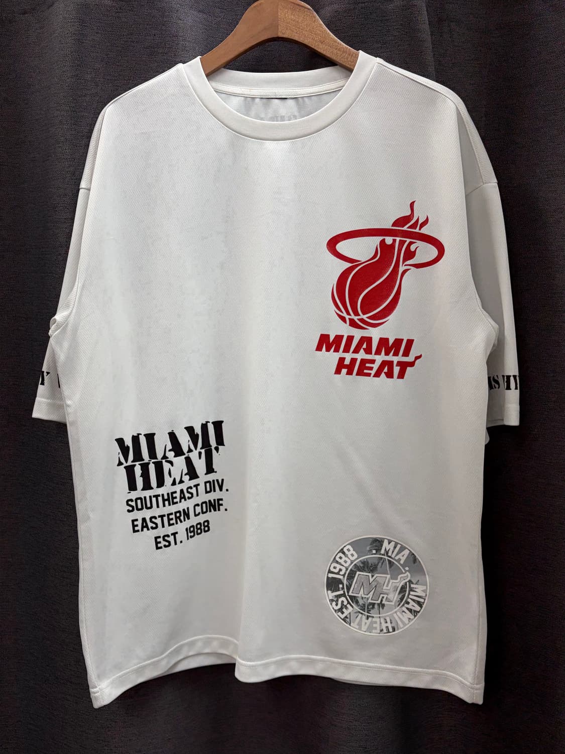 NBA 90s 마이애미 히트 로고 반팔 매시 티셔츠 상품이미지1