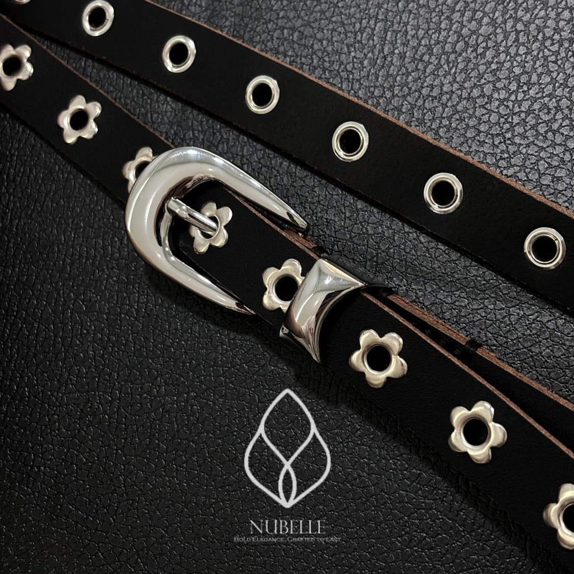 🌗 Flower stud belt / 플라워 스터드 소가죽 웨스턴 벨트 상품이미지3