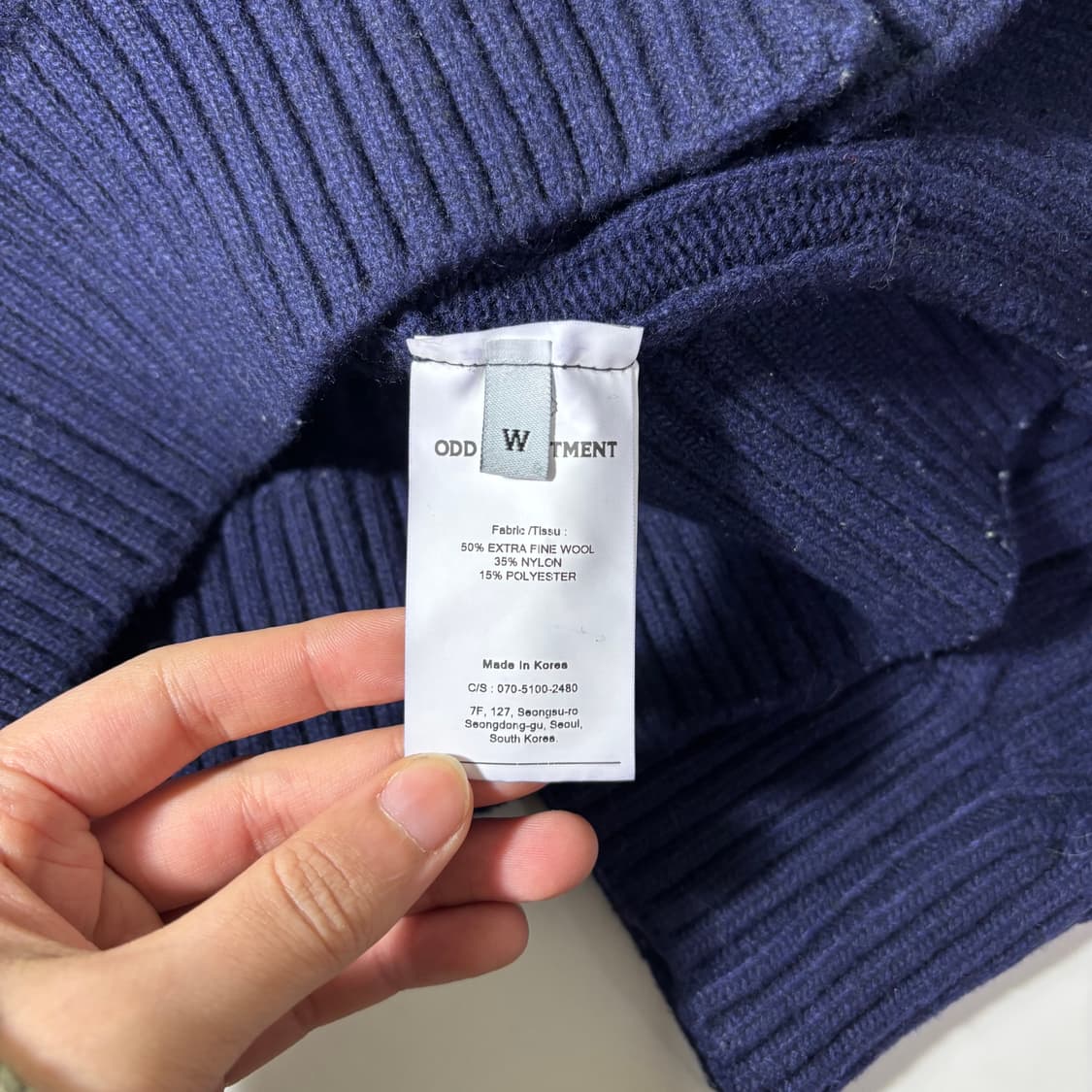 우먼M 오드 디파트먼트 ODD 다크네이비 꽈배기 카라넥 가디건 상품이미지4