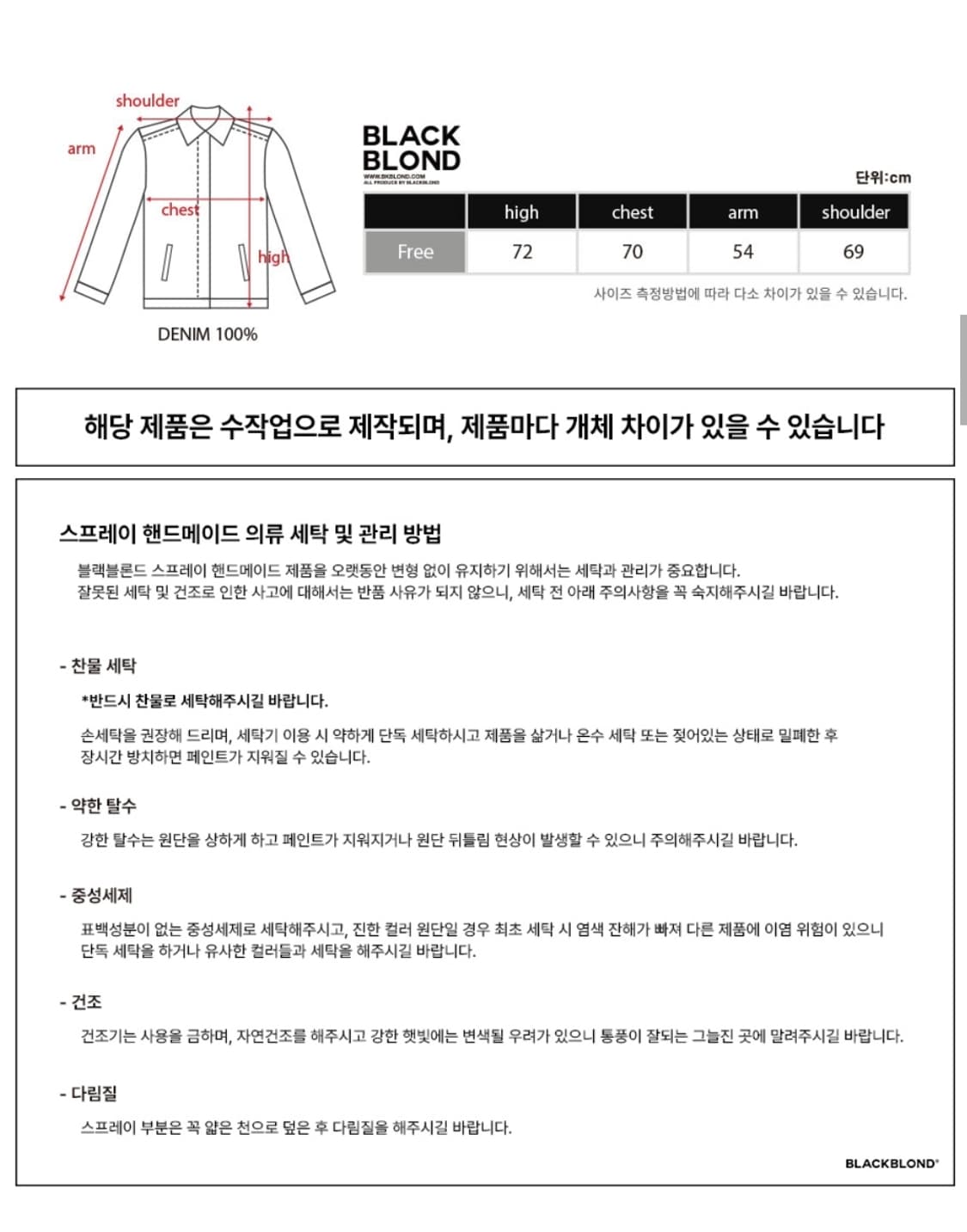 블랙블론드 비비디 디비전 엠티 로고 집업 데님 자켓 (블랙) 상품이미지8
