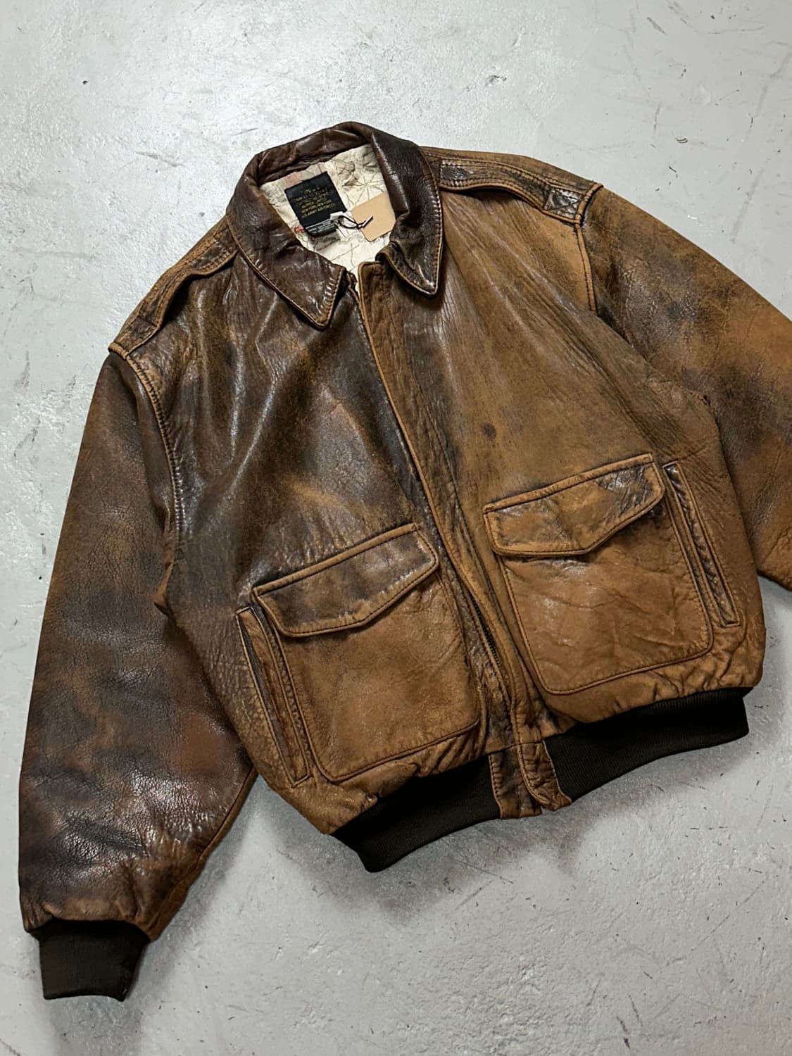 90's OG 아비렉스 레더 A-2 자켓 빈티지 레더 봄버 자켓 상품이미지4