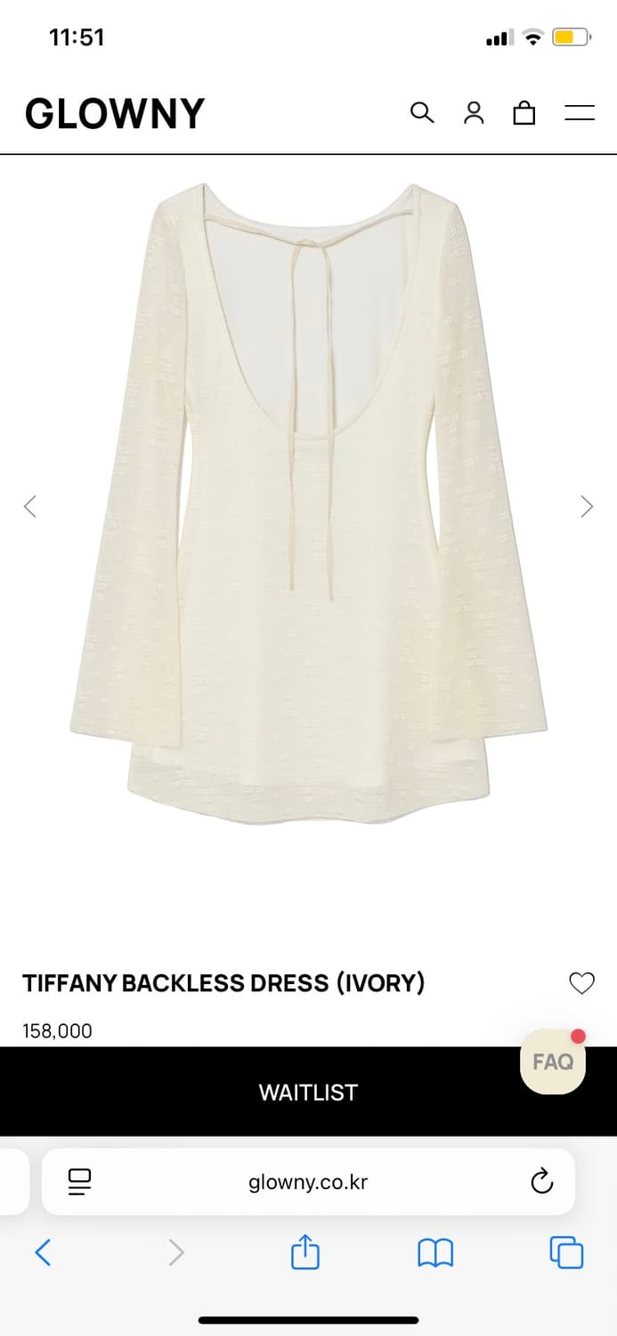 GLOWNY TIFFANY BACKLESS DRESS IVORY 상품이미지2