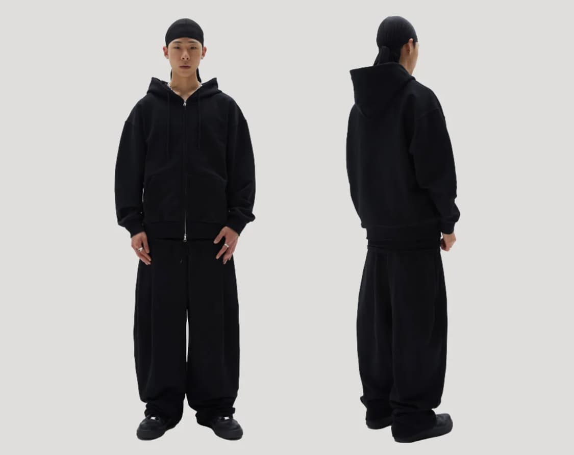 스웨이드 투 턱 롱 팬츠 블랙 상품이미지3